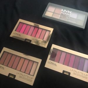 Lot of 4 L’Oréal NYX palettes lipstick eyeshadow